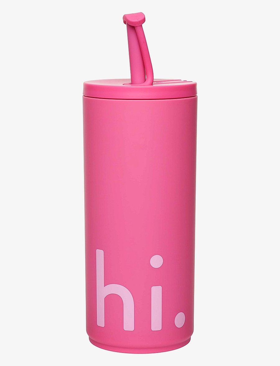 Design Letters - Travel cup with straw with soft coating - termosmukit - cherry pink 2045c - 2