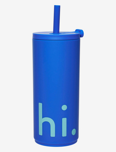 Travel cup with straw with soft coating, Design Letters