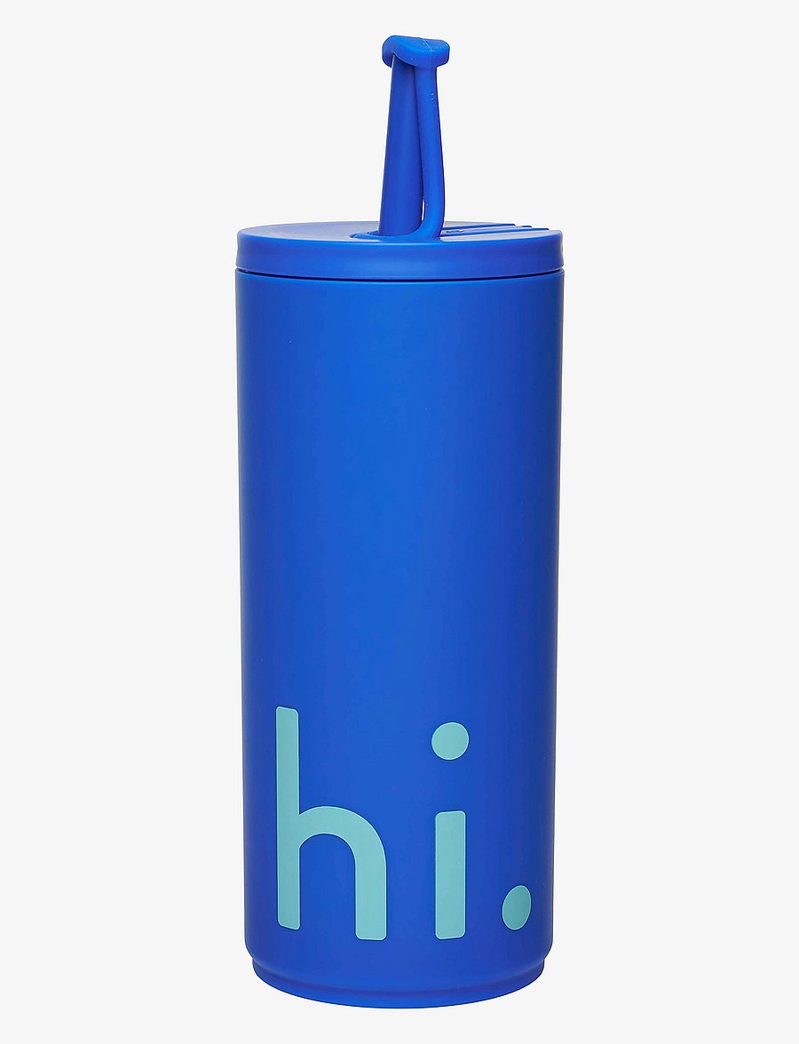 Design Letters - Travel cup with straw with soft coating - termokoppar - cobalt blue 2728c - 2