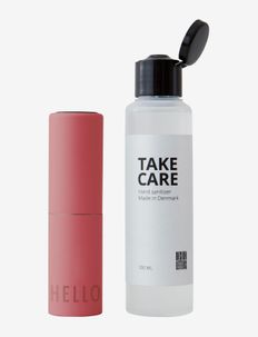 TAKE CARE Hand Sanitizer 100 ml + Bag size dispenser, Design Letters