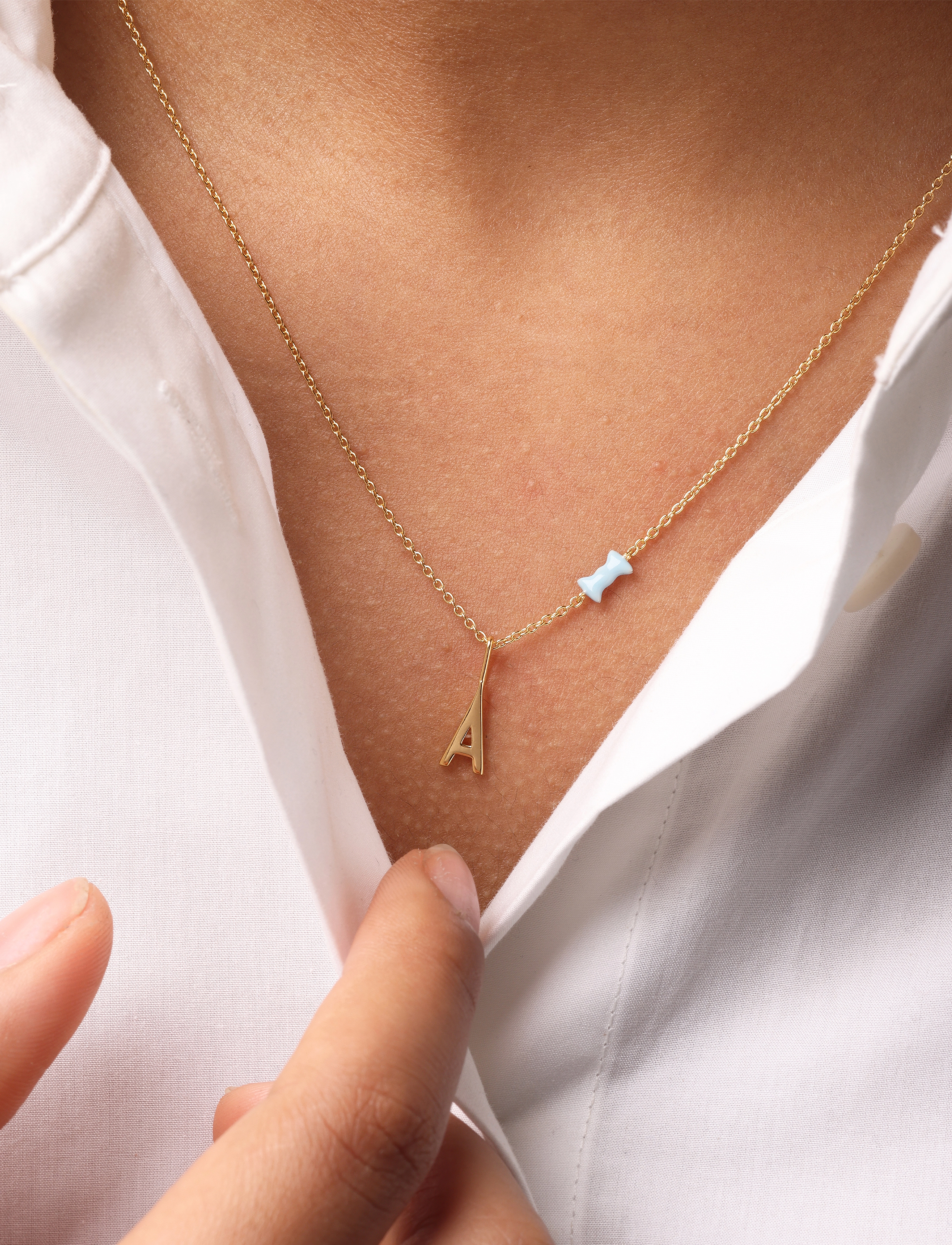 Design Letters Bow Tie Necklace, Kvinder, Bar Halskæde, Guld, Str: ONE SIZE x 45