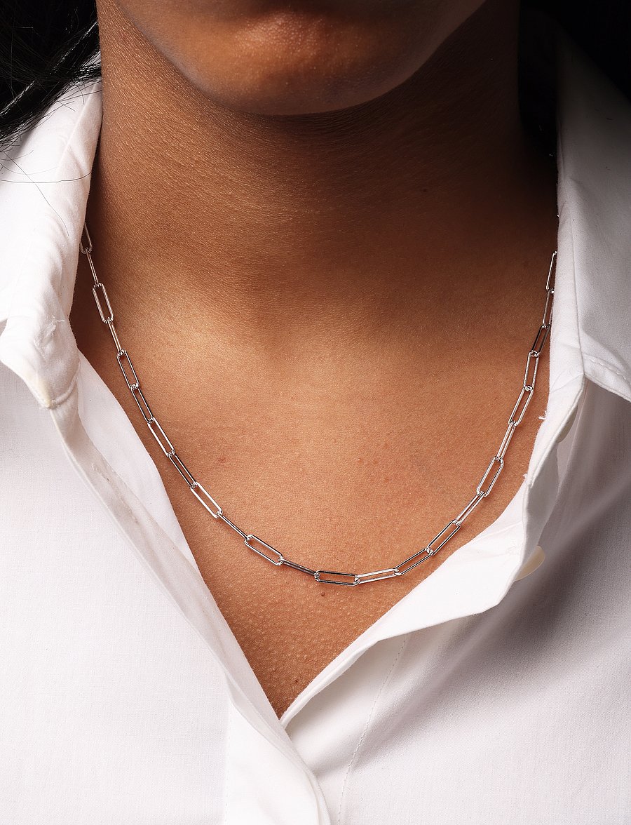 Design Letters - Chunky Square link chain - chain necklaces - silver - 0