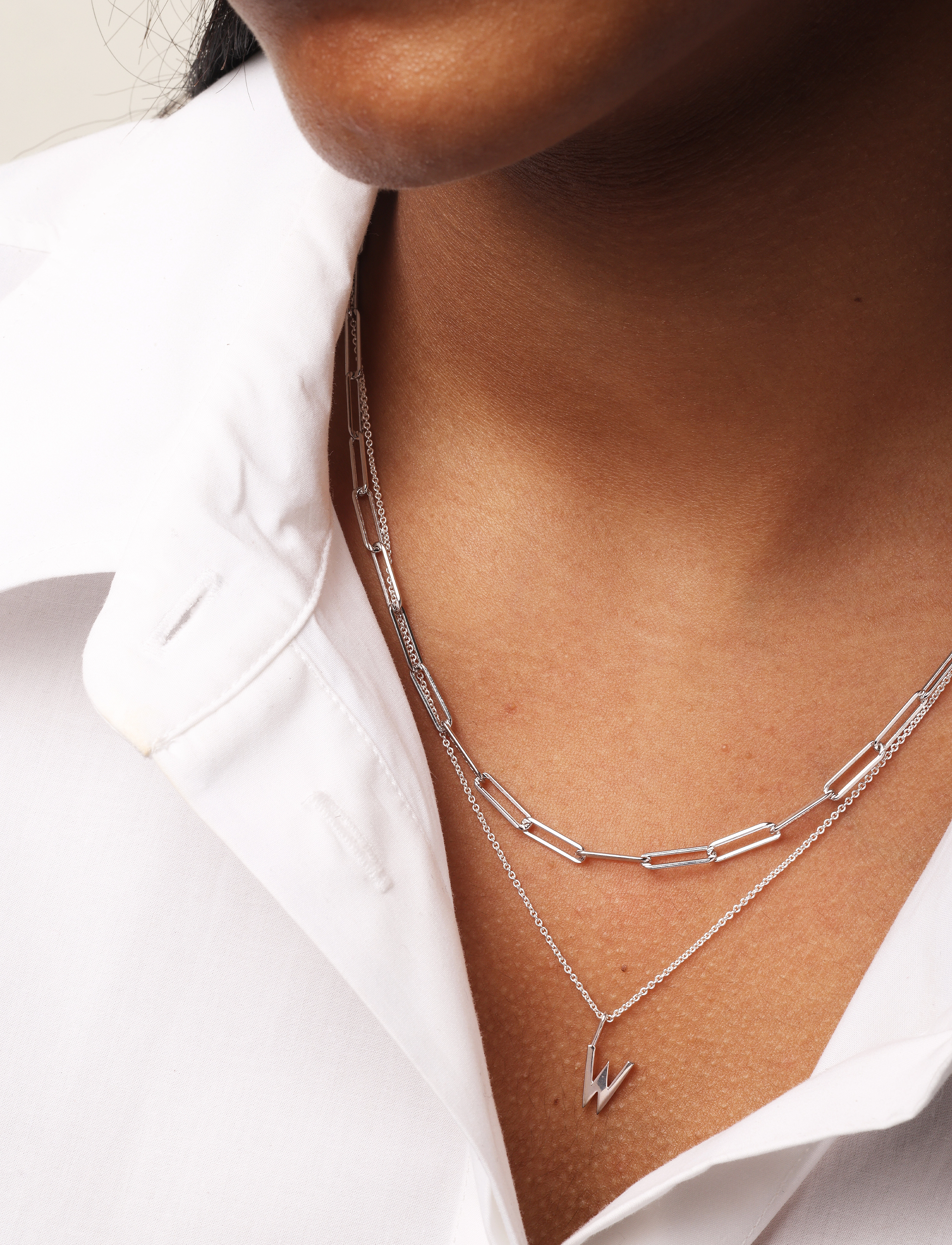 Design Letters - Chunky Square link chain - chain necklaces - silver - 2
