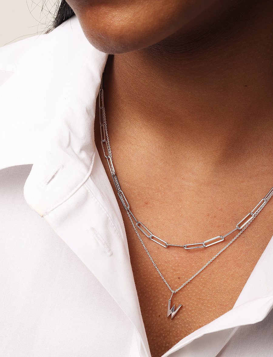 Design Letters - Chunky Square link chain - chain necklaces - silver - 2
