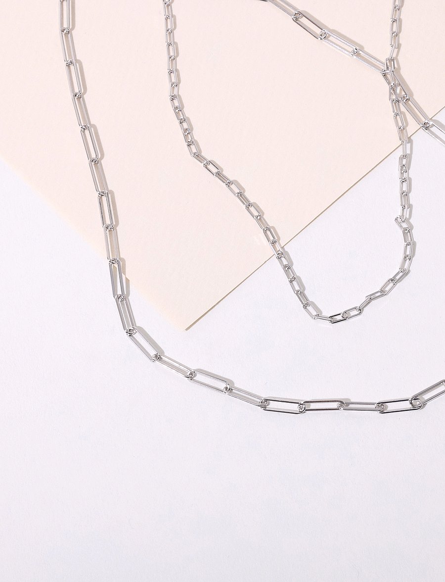 Design Letters - Chunky Square link chain - chain necklaces - silver - 3