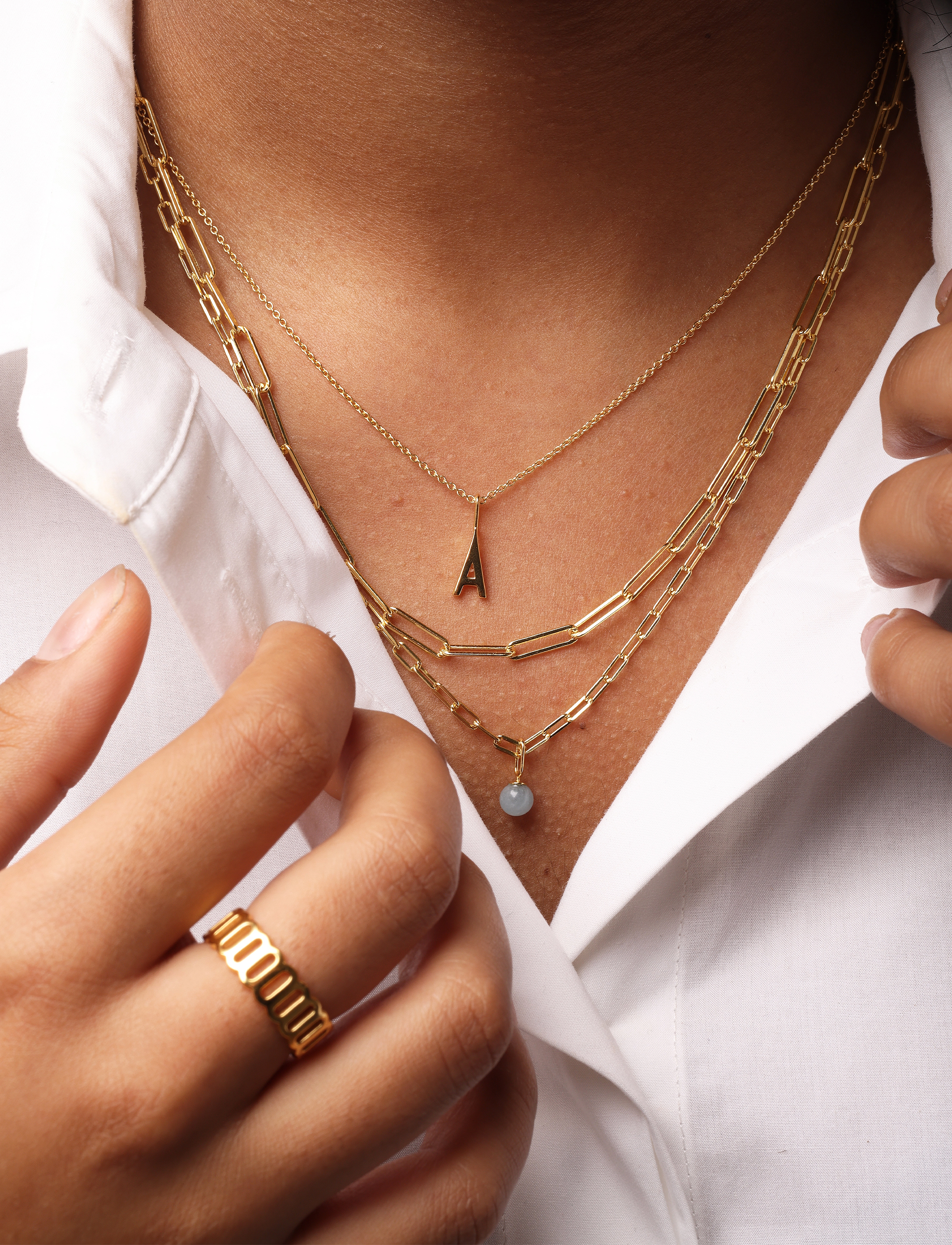Design Letters Chunky Square Link Chain Lare, L 45 cm, Necklaces, Gold - Frauen