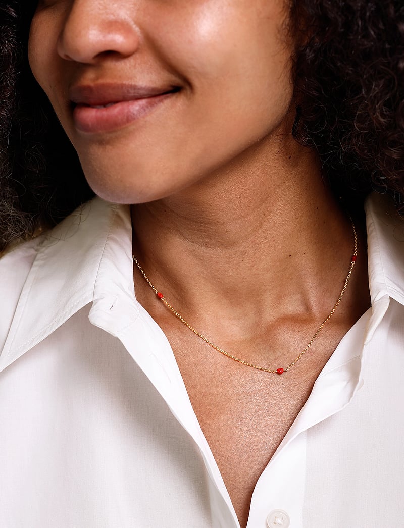 Design Letters - Little Big Love Multiple Hearts Necklace - Goldplated - halsketten - deep sea coral - 0