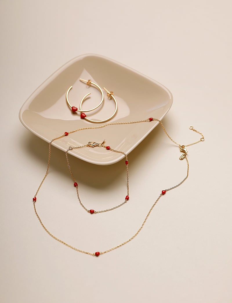 Design Letters - Little Big Love Multiple Hearts Necklace - Goldplated - halsketten - deep sea coral - 2