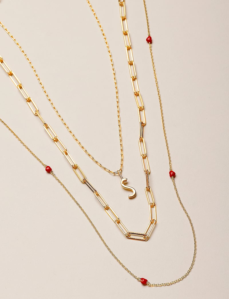 Design Letters - Little Big Love Multiple Hearts Necklace - Goldplated - halsketten - deep sea coral - 3