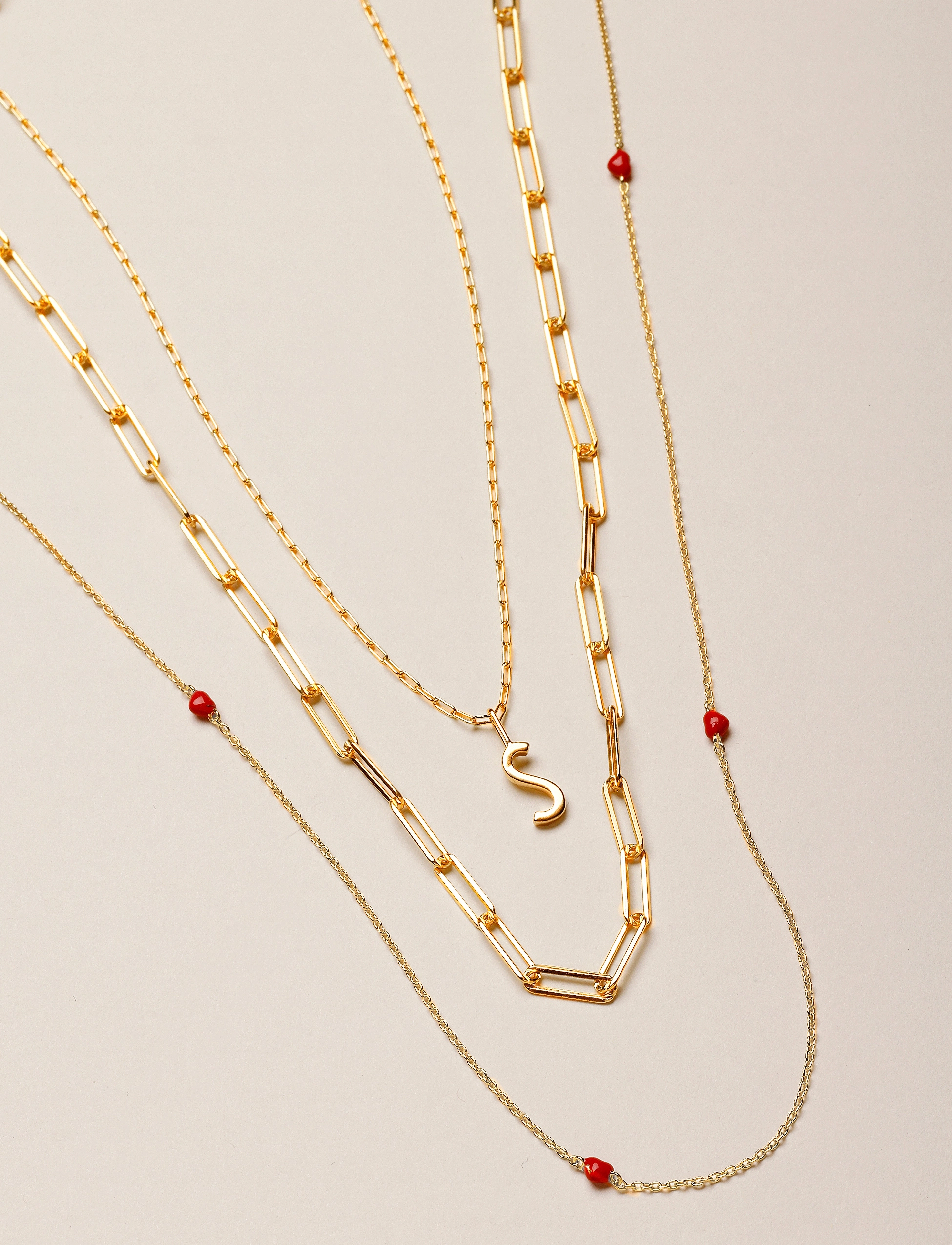 Design Letters - Little Big Love Multiple Hearts Necklace - Goldplated - halsketten - deep sea coral - 3