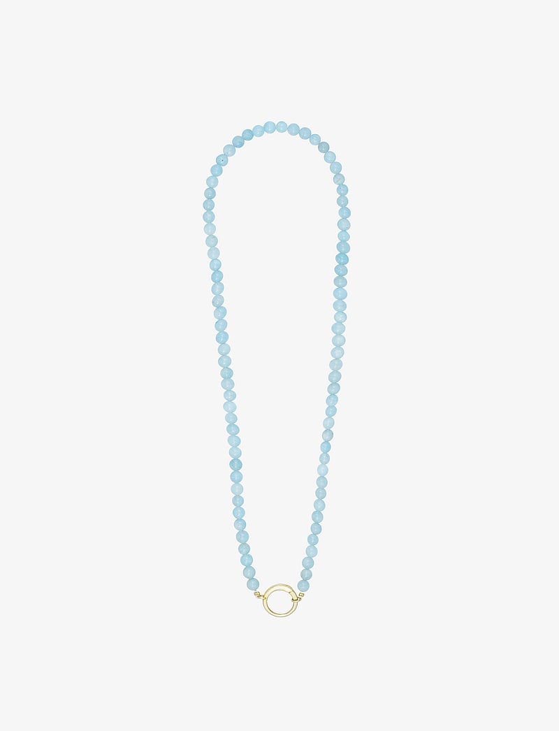 Design Letters - Gemstone Charm Lock Chain - halsketten - aquamarine - 1