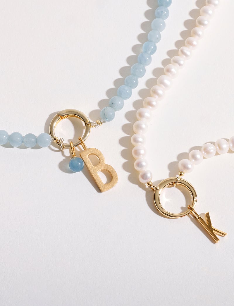 Design Letters - Gemstone Charm Lock Chain - halsketten - aquamarine - 3