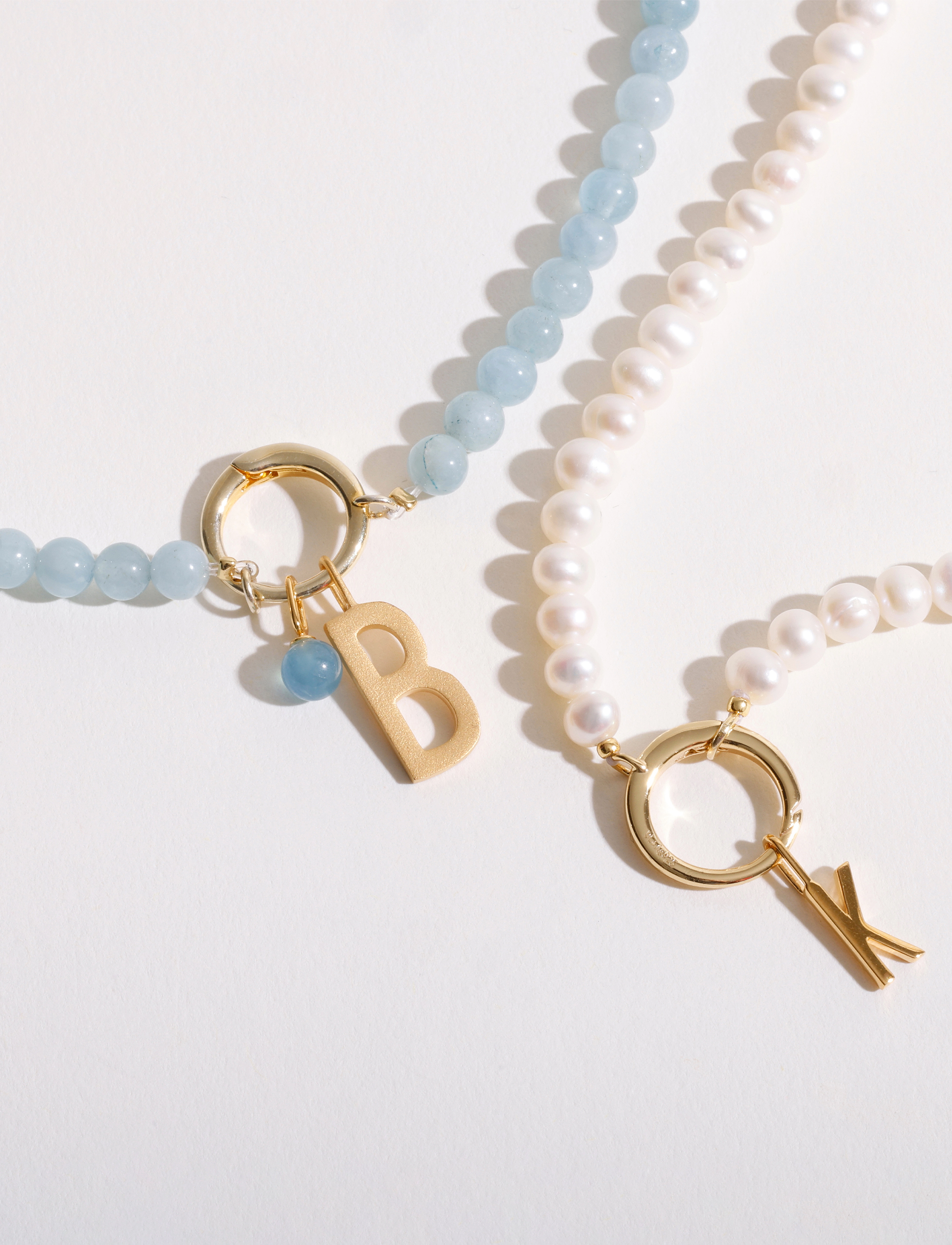 Design Letters - Gemstone Charm Lock Chain - vėriniai - aquamarine - 3