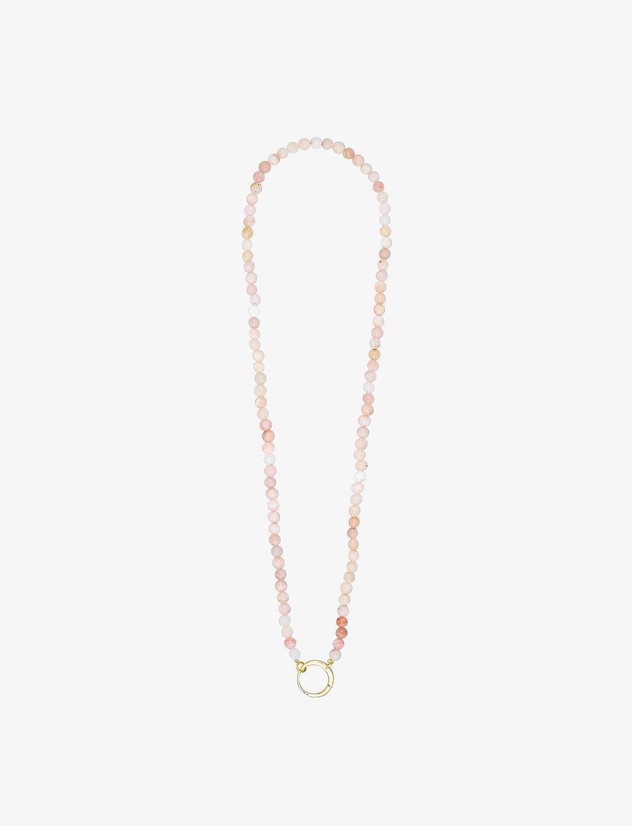 Design Letters - Gemstone Charm Lock Chain - halskæder - pinkopal - 1