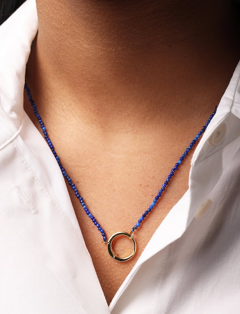 Design Letters - Gemstone Charm Lock Chain - kedjehalsband - blue - 0