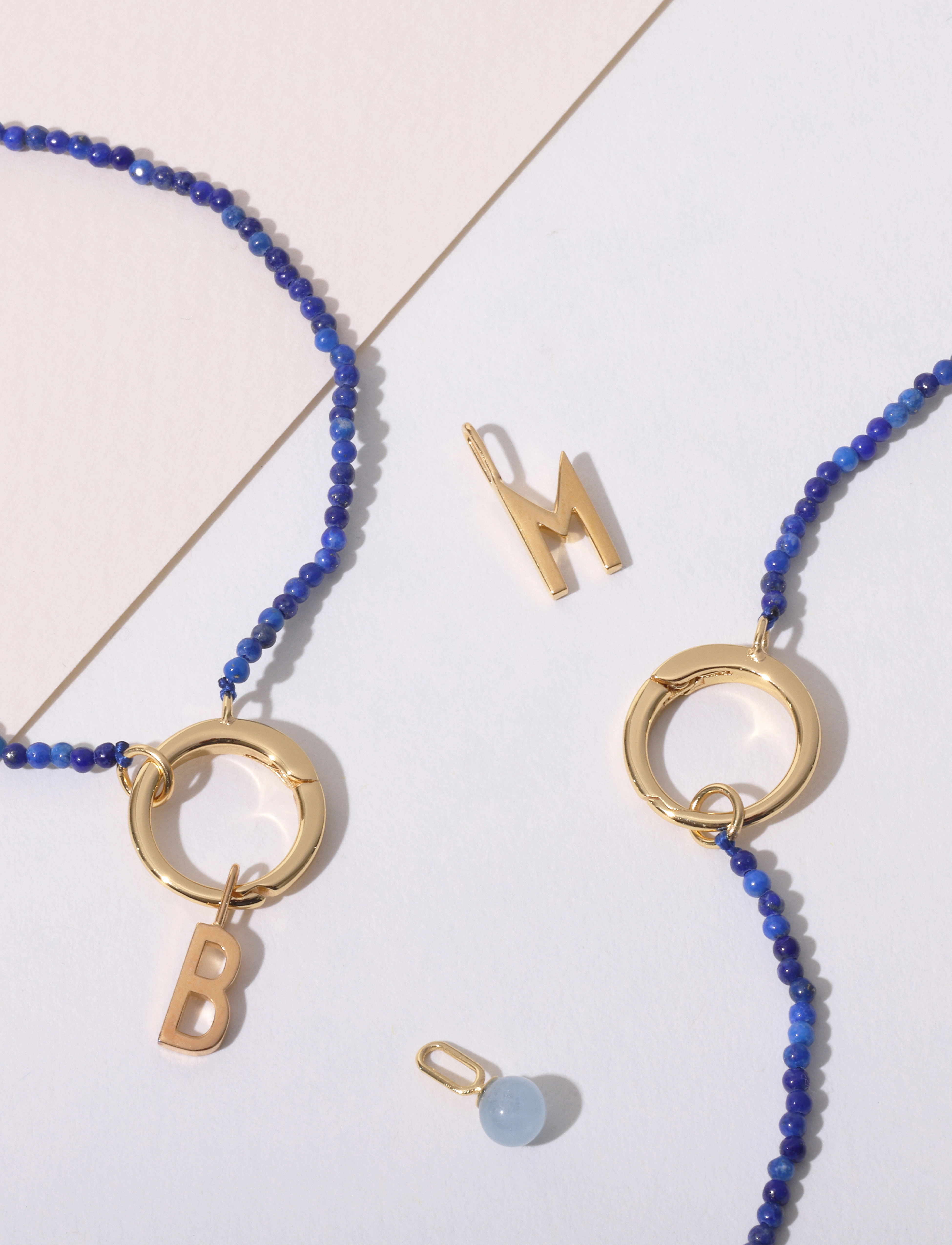 Design Letters - Gemstone Charm Lock Chain - halskæder - blue - 3