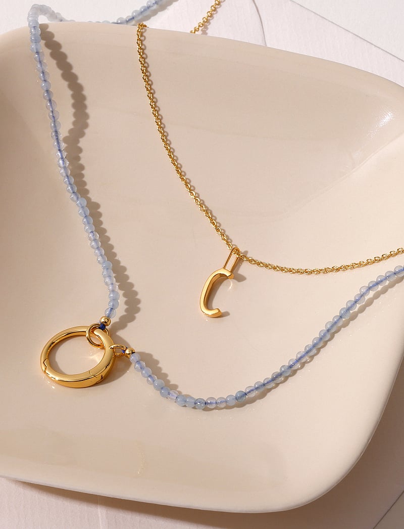 Design Letters - Gemstone Charm Lock Chain - halsketten - gold - 2