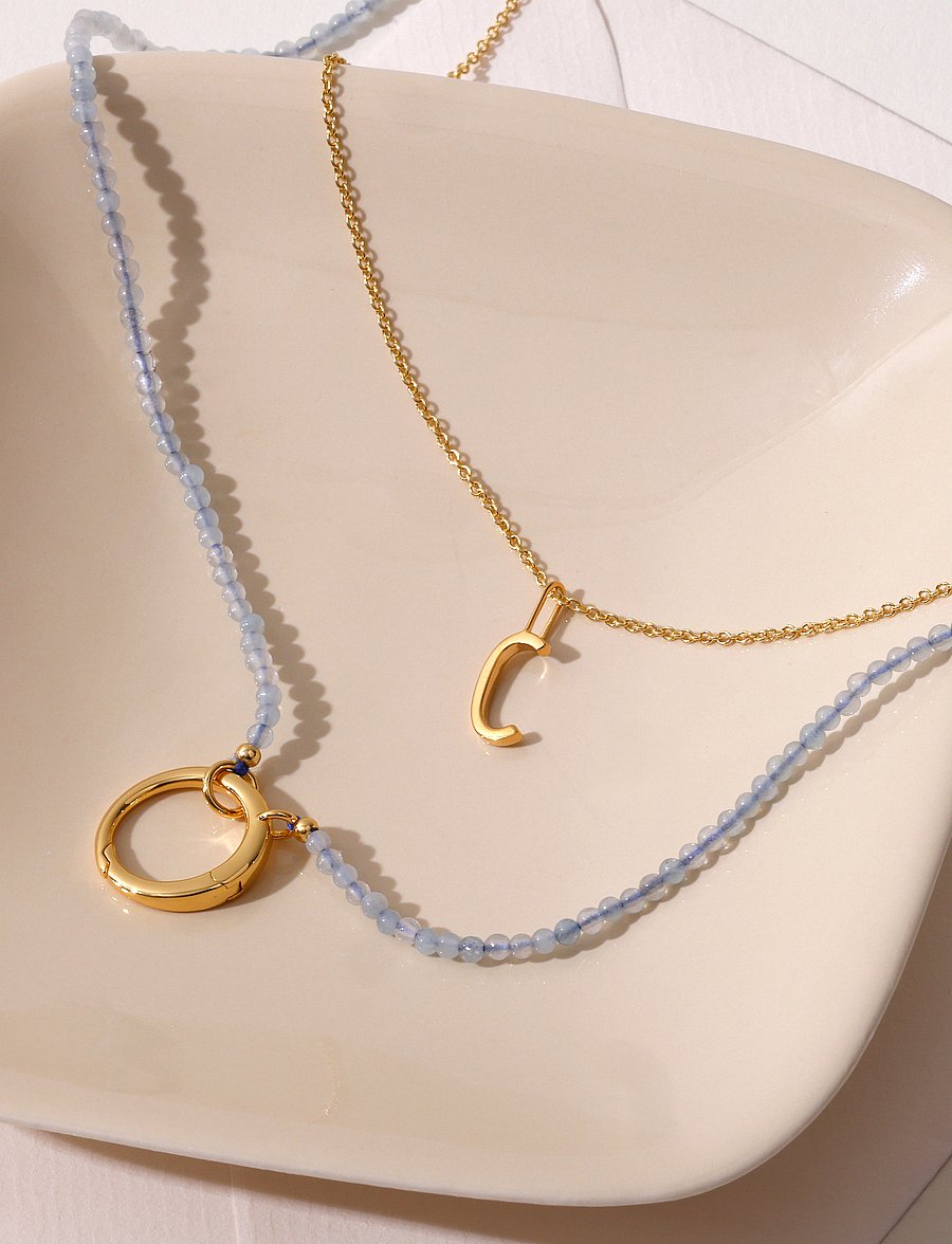 Design Letters - Gemstone Charm Lock Chain - colliers chaîne - gold - 2