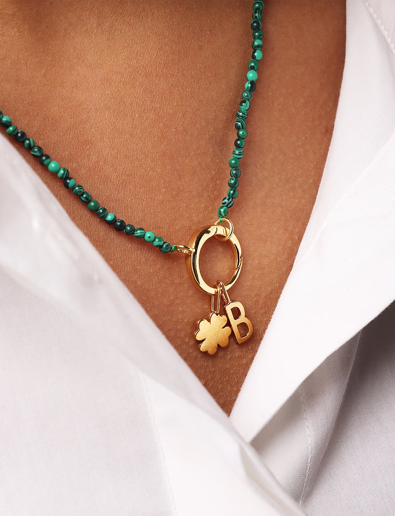 Design Letters - Gemstone Charm Lock Chain - halsketten - green - 2