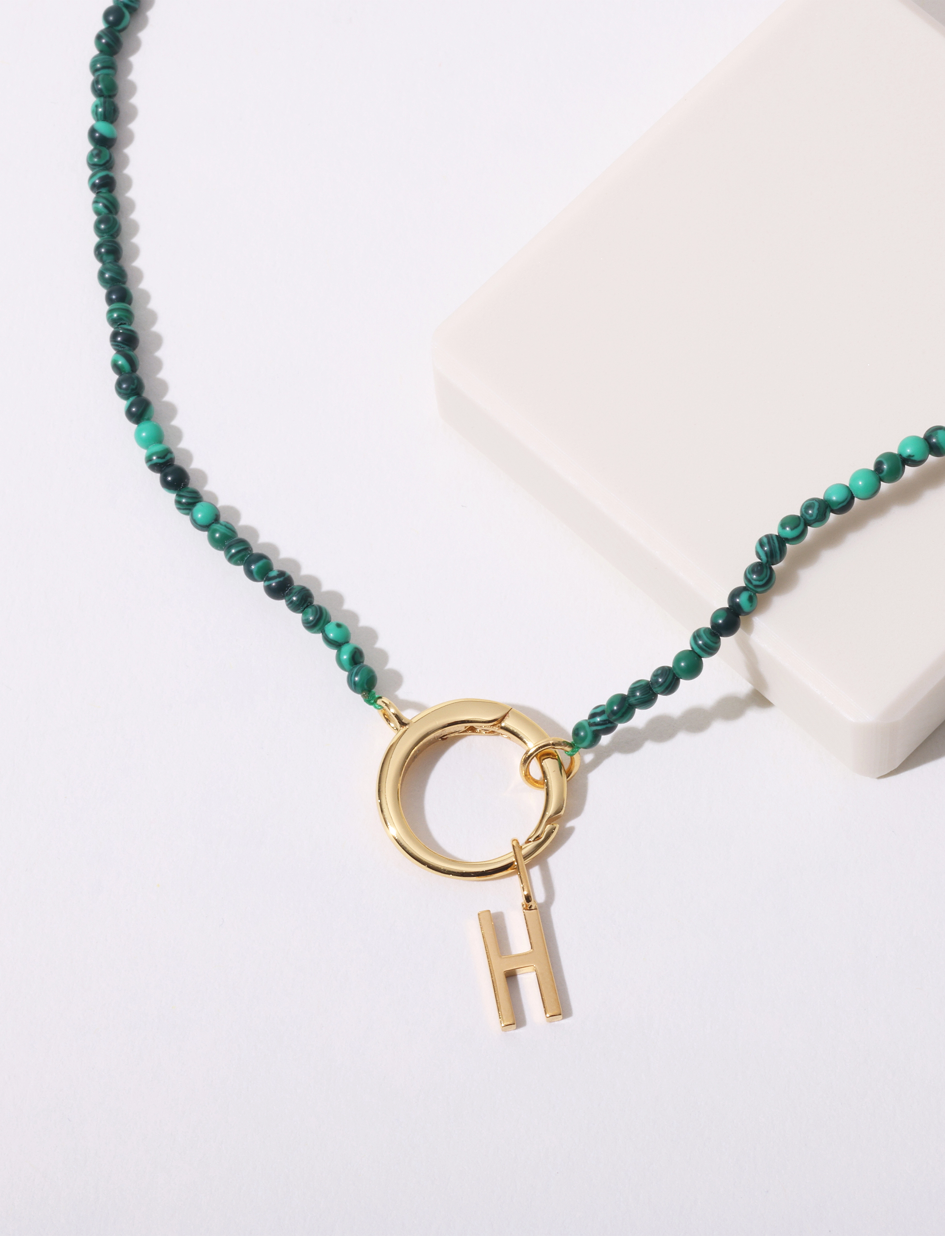 Design Letters - Gemstone Charm Lock Chain - kaelaketid - green - 3