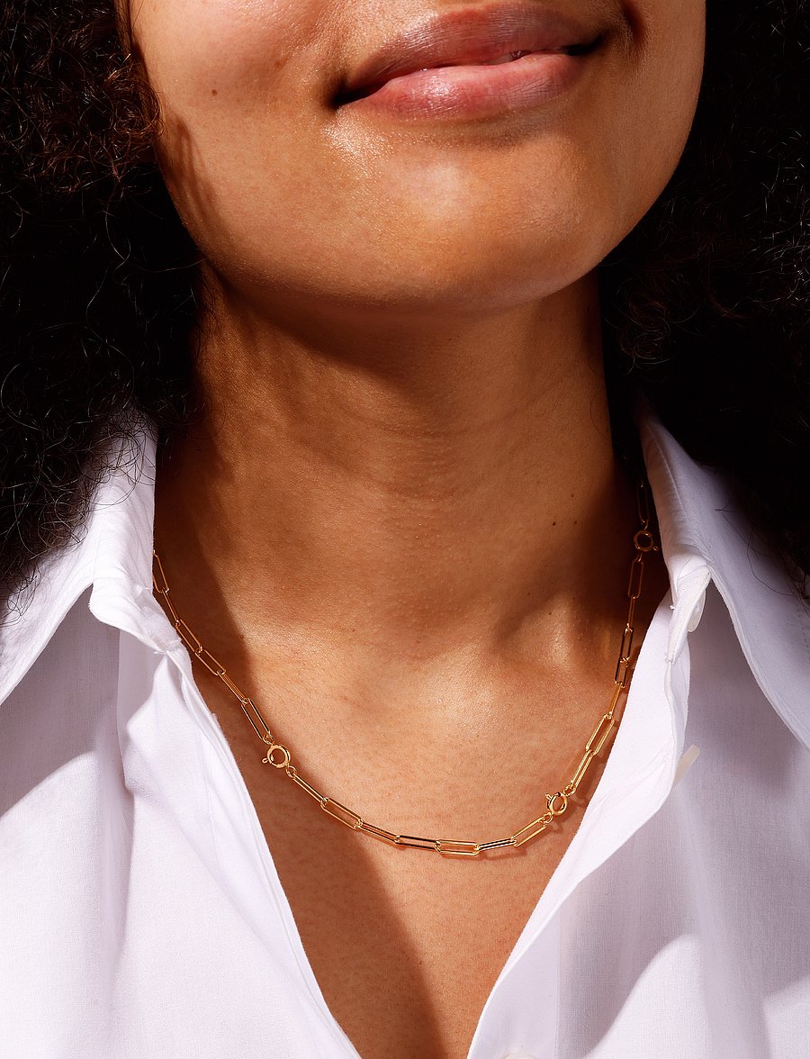 Design Letters - Ruth large chunky charm lock necklace, gold plated - grandininiai karoliai - gold - 0
