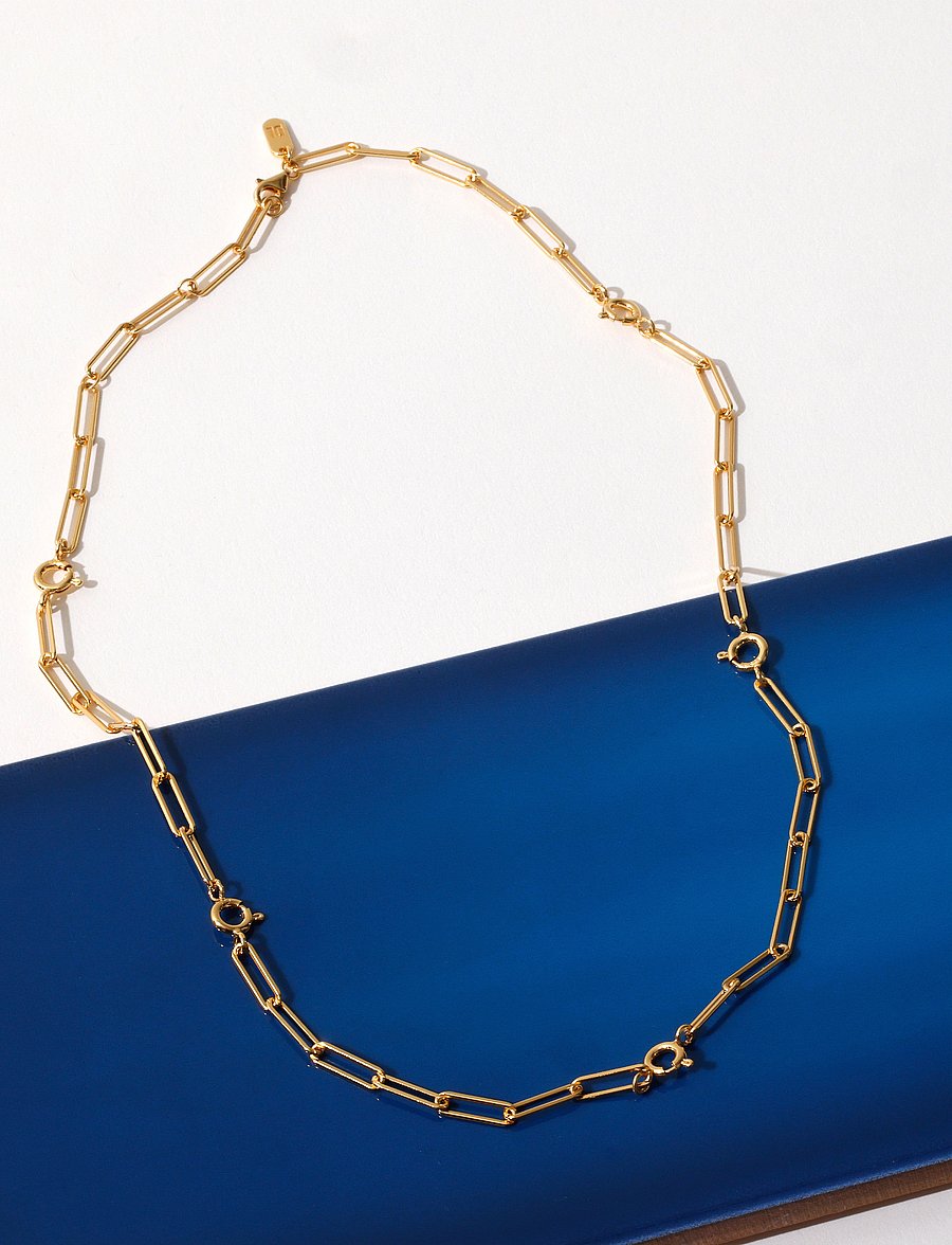 Design Letters - Ruth large chunky charm lock necklace, gold plated - grandininiai karoliai - gold - 2