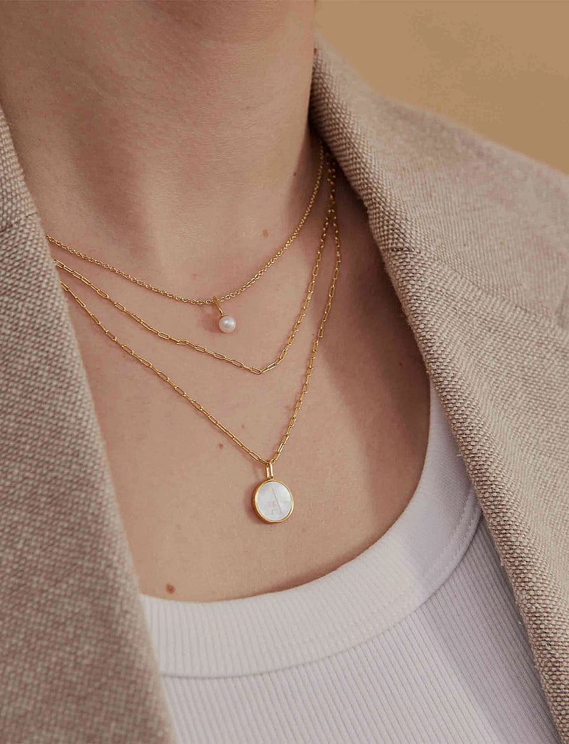 Design Letters - Pearl charm Gold A-Z - anhänger - gold - 0