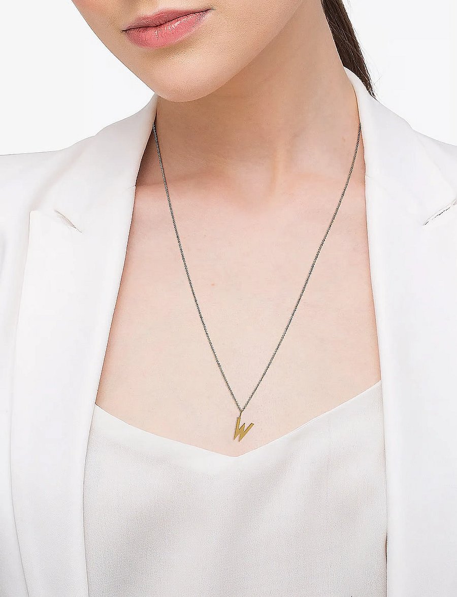 Design Letters - 60 cm chain 18k gold plated silver - halsketten - gold - 0