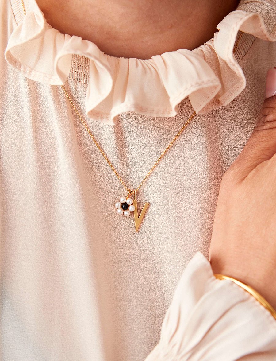 Design Letters - Letter for initial necklace A-Z (18K Gold-plated) - anhänger - gold - 5