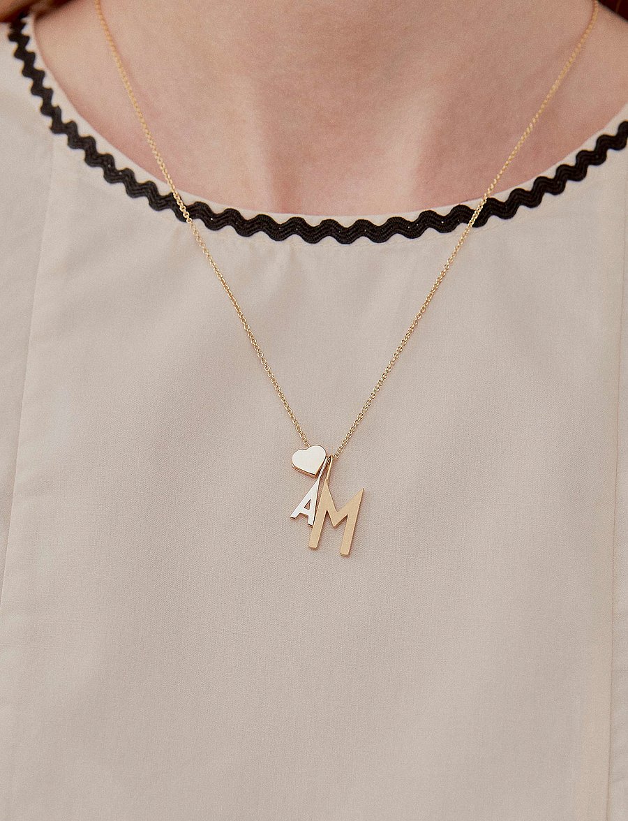Design Letters - Letter for initial necklace A-Z (18K Gold-plated) - anhänger - gold - 3