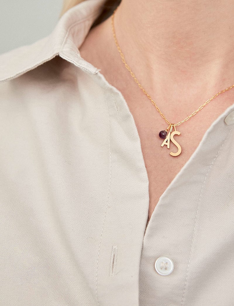 Design Letters - Letter for initial necklace A-Z (18K Gold-plated) - vedhæng - gold - 4