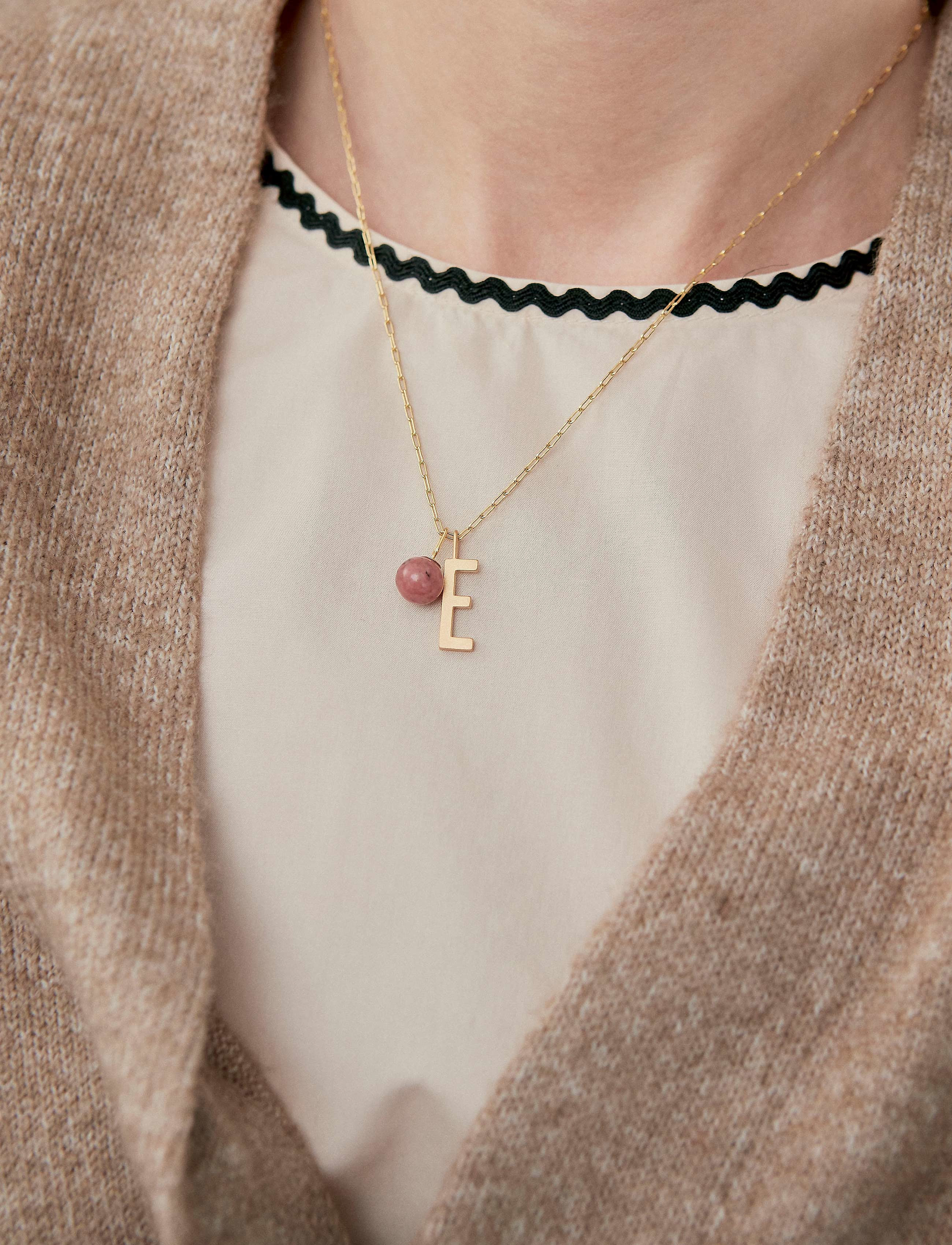 Design Letters - Letter for initial necklace A-Z (18K Gold-plated) - anheng - gold - 2