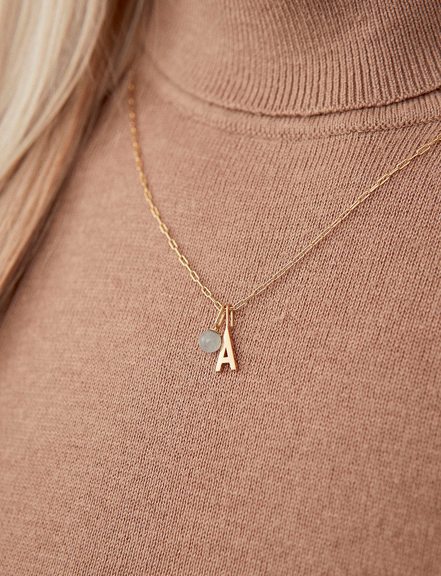 Design Letters - Letter for initial necklace A-Z (18K Gold-plated) - anhänger - gold - 2