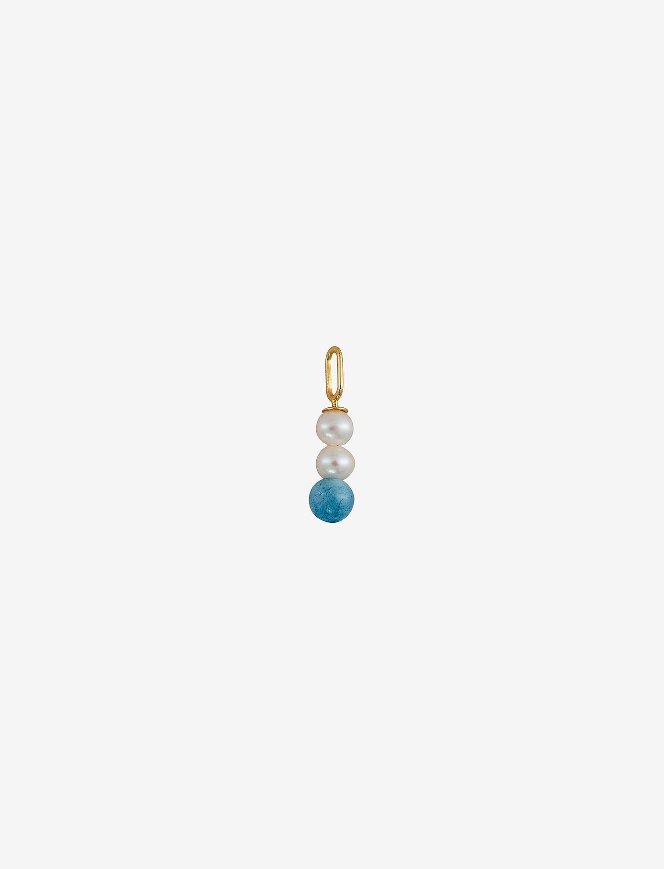 Design Letters - Pearl Stick Charm 4mm Gold Plated - wisiorki - blue - 0