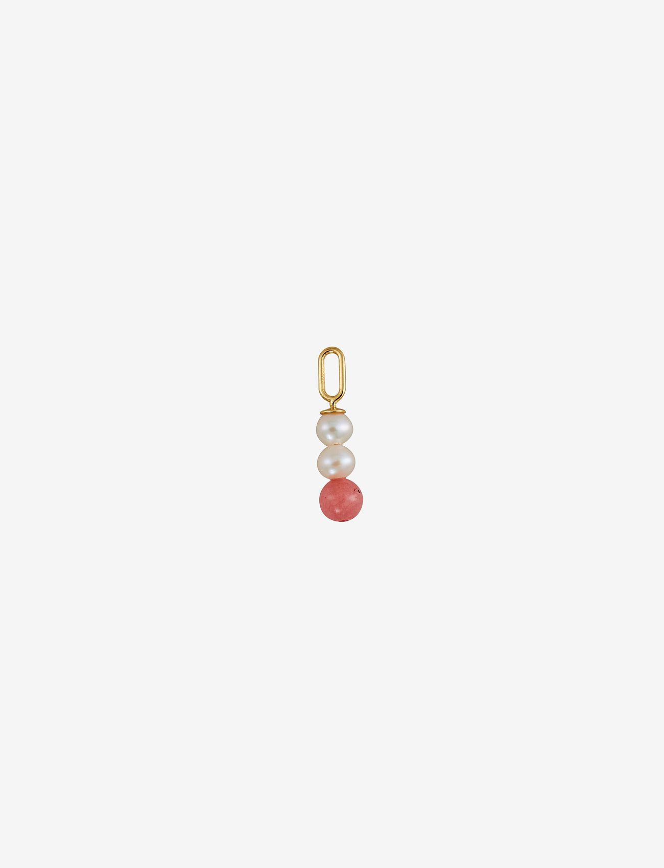 Design Letters - Pearl Stick Charm 4mm Gold Plated - party wear at outlet prices - red - 0