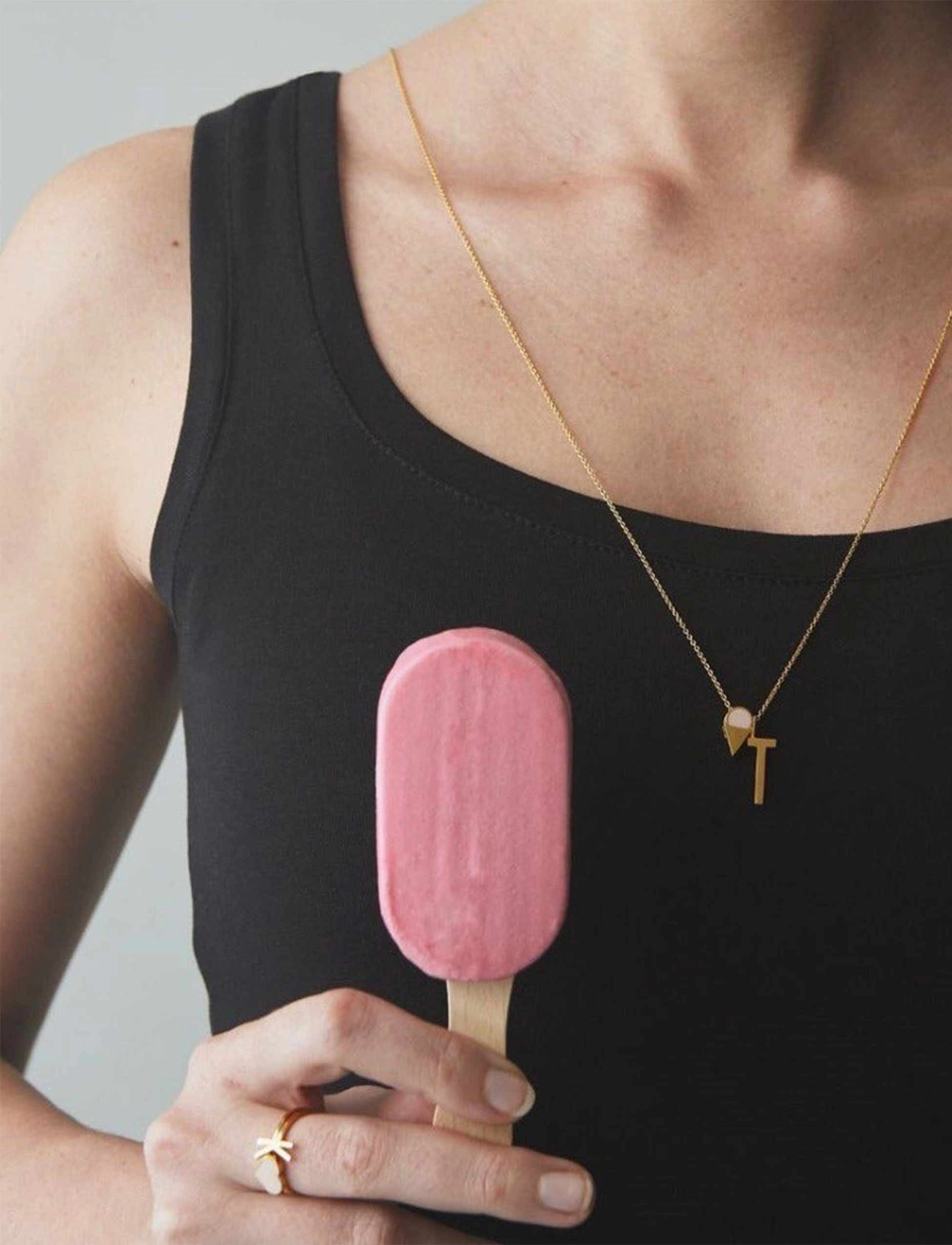 Design Letters Enamel Ice Cream Charm, One Size, Jewellery, Rosa - Pendants, Frauen
