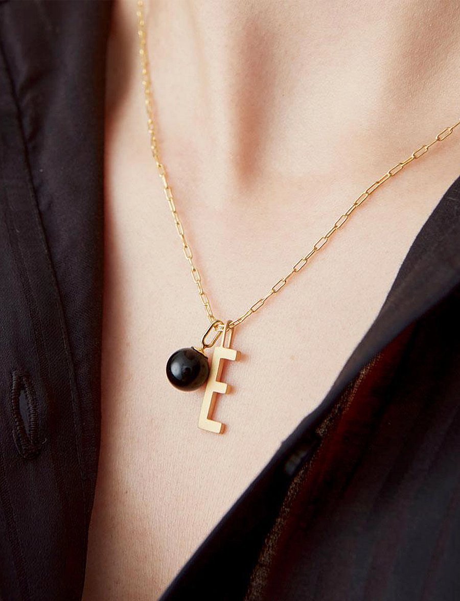 Design Letters - Stone Drop Charm - hängen & berlocker - black - 0