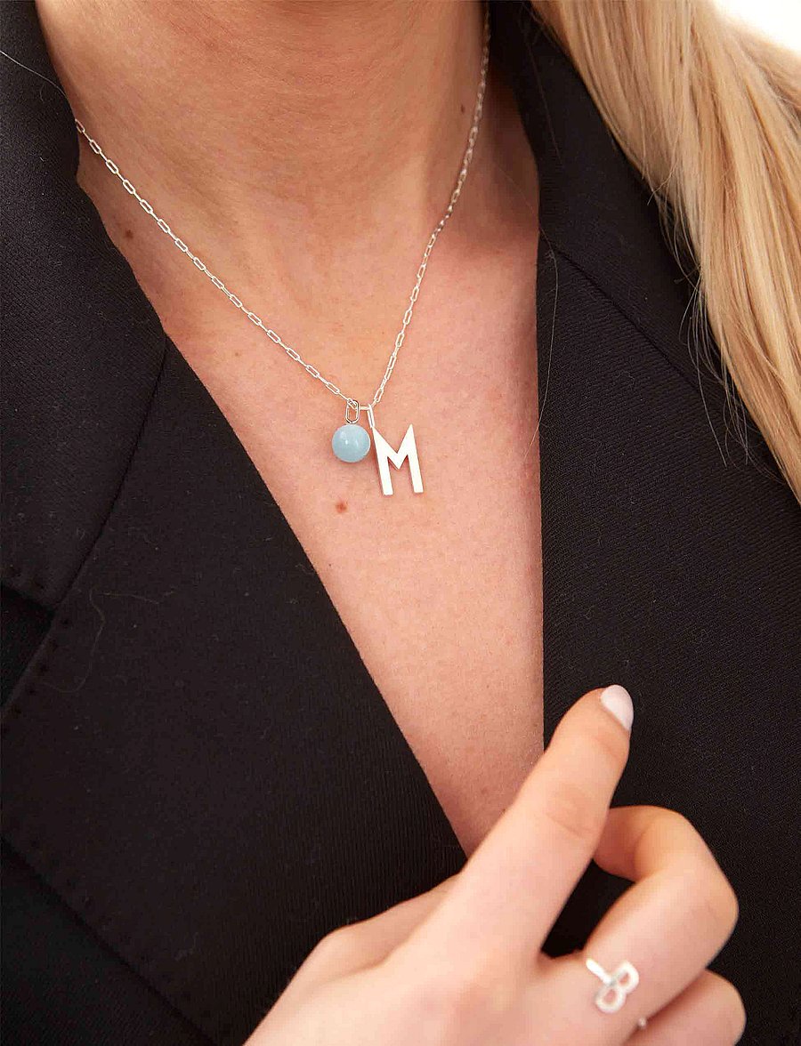 Design Letters - Stone Drop Charm 8 mm Silver - anheng - blue - 0
