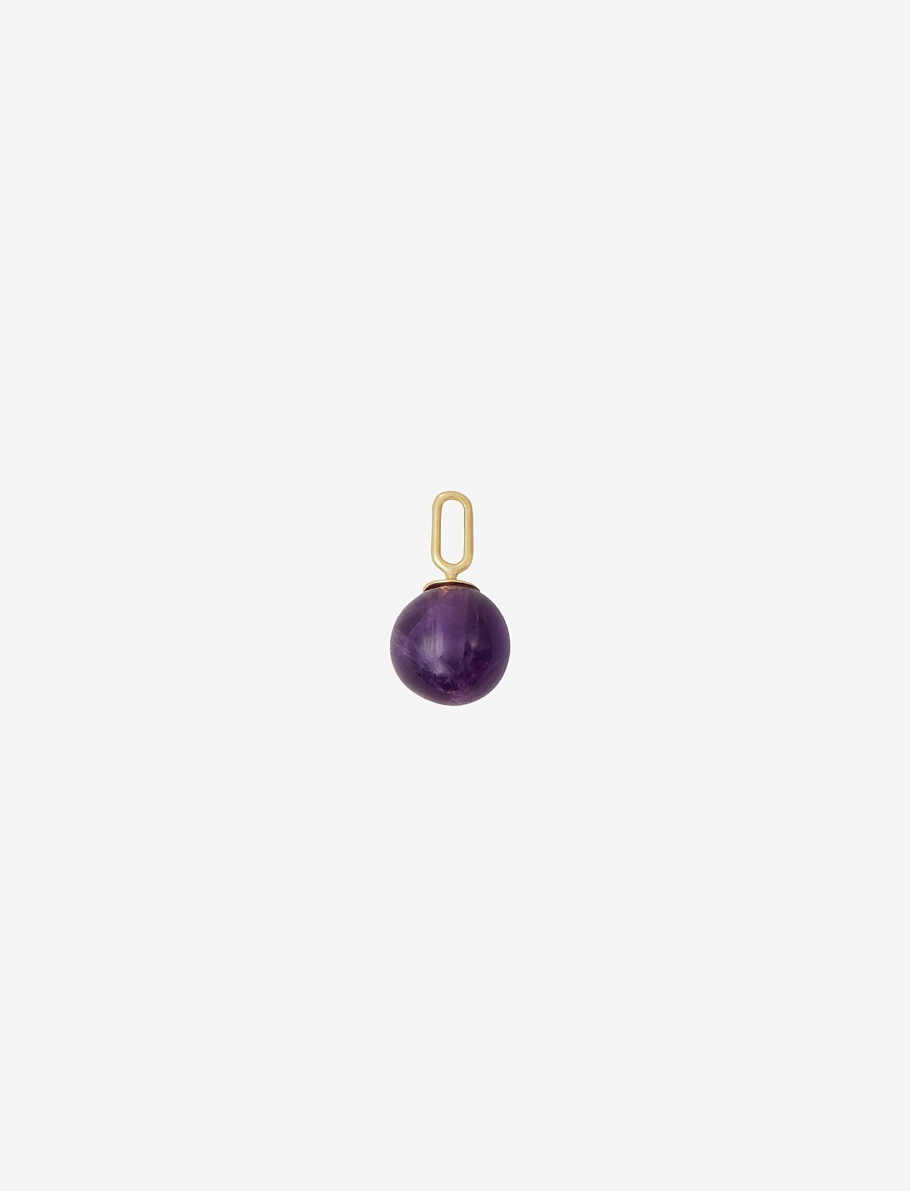 Design Letters - Stone Drop Charm 8 mm Silver - ballīšu apģērbs par outlet cenām - purple - 0
