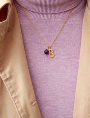 Design Letters - Stone Drop Charm 8 mm Silver - ballīšu apģērbs par outlet cenām - purple - 1