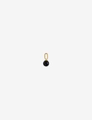 Design Letters - Stone Drop charm 5mm Gold Plated - party wear at outlet prices - black - 0