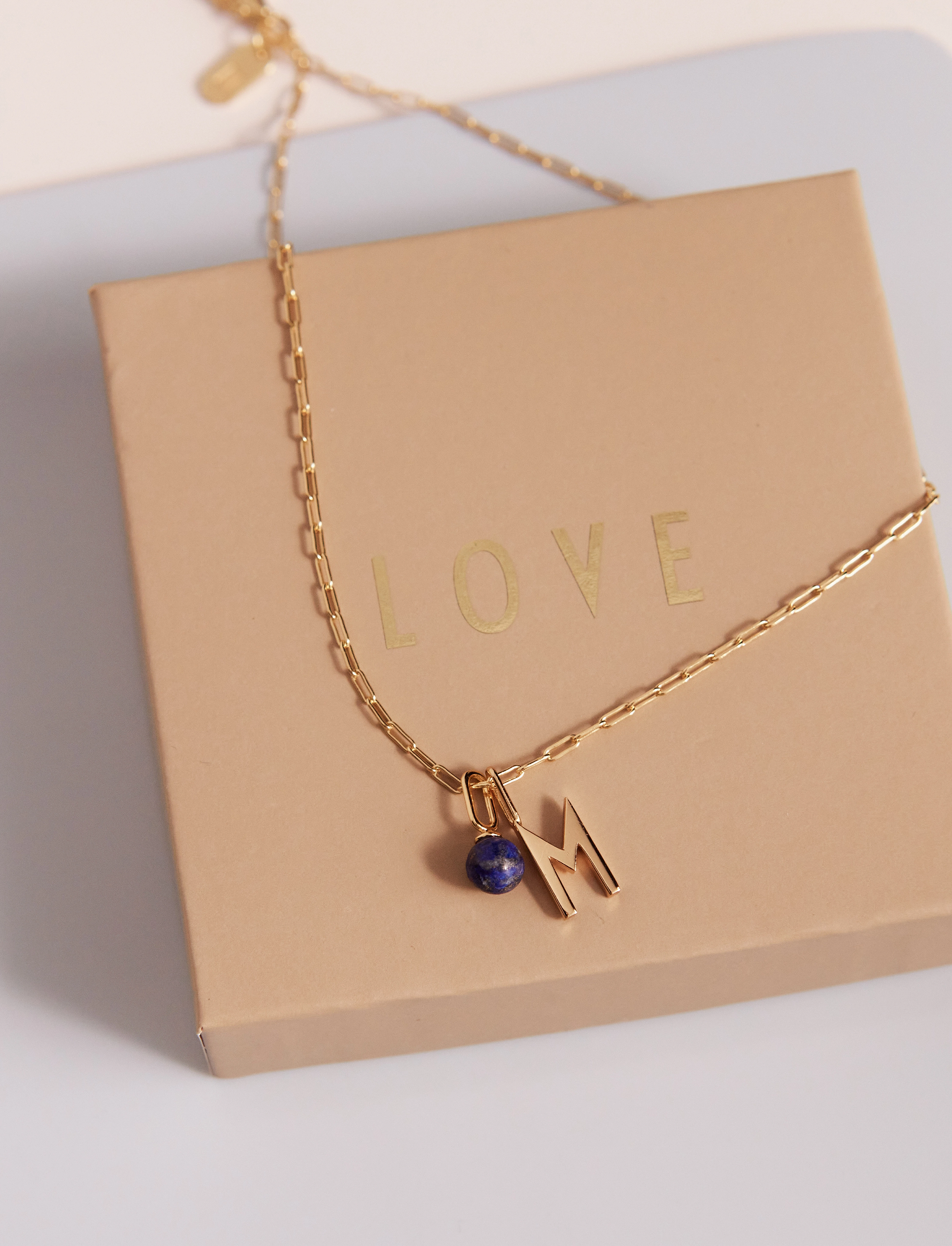 Design Letters Stone Drop Charm, 5 MM, Jewellery, Blau - Pendants, Frauen