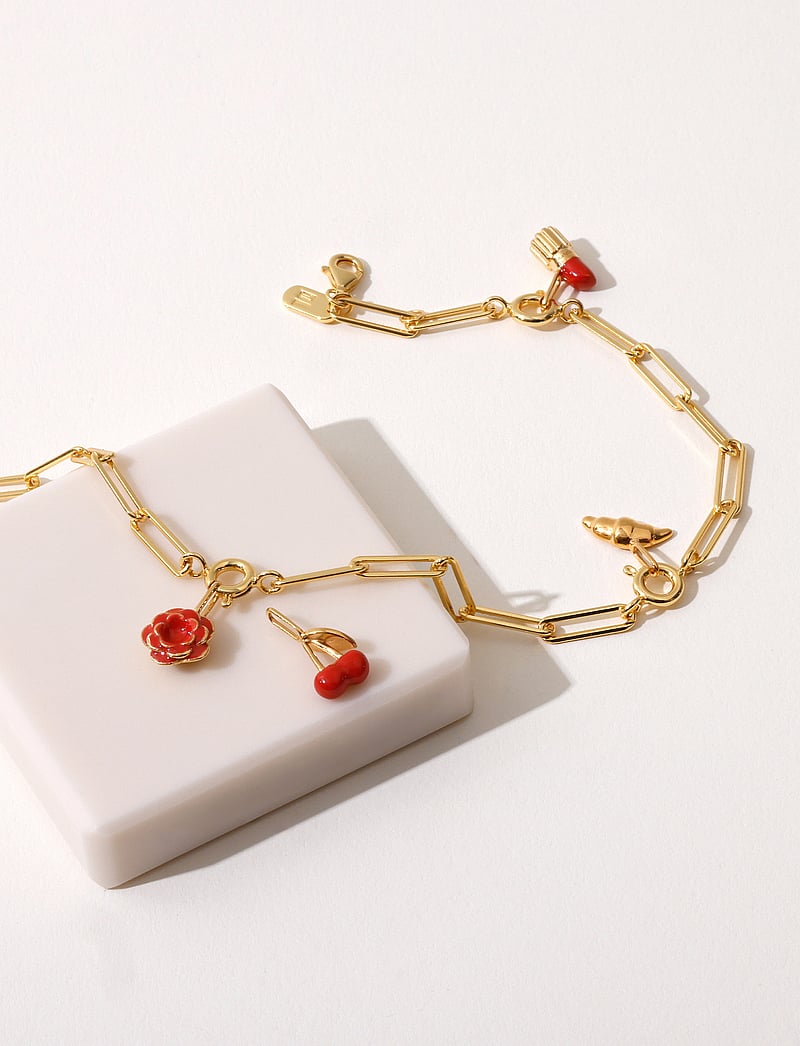 Design Letters - Darling charm enamel collection, gold plated - kædearmbånd - deep sea coral - 0