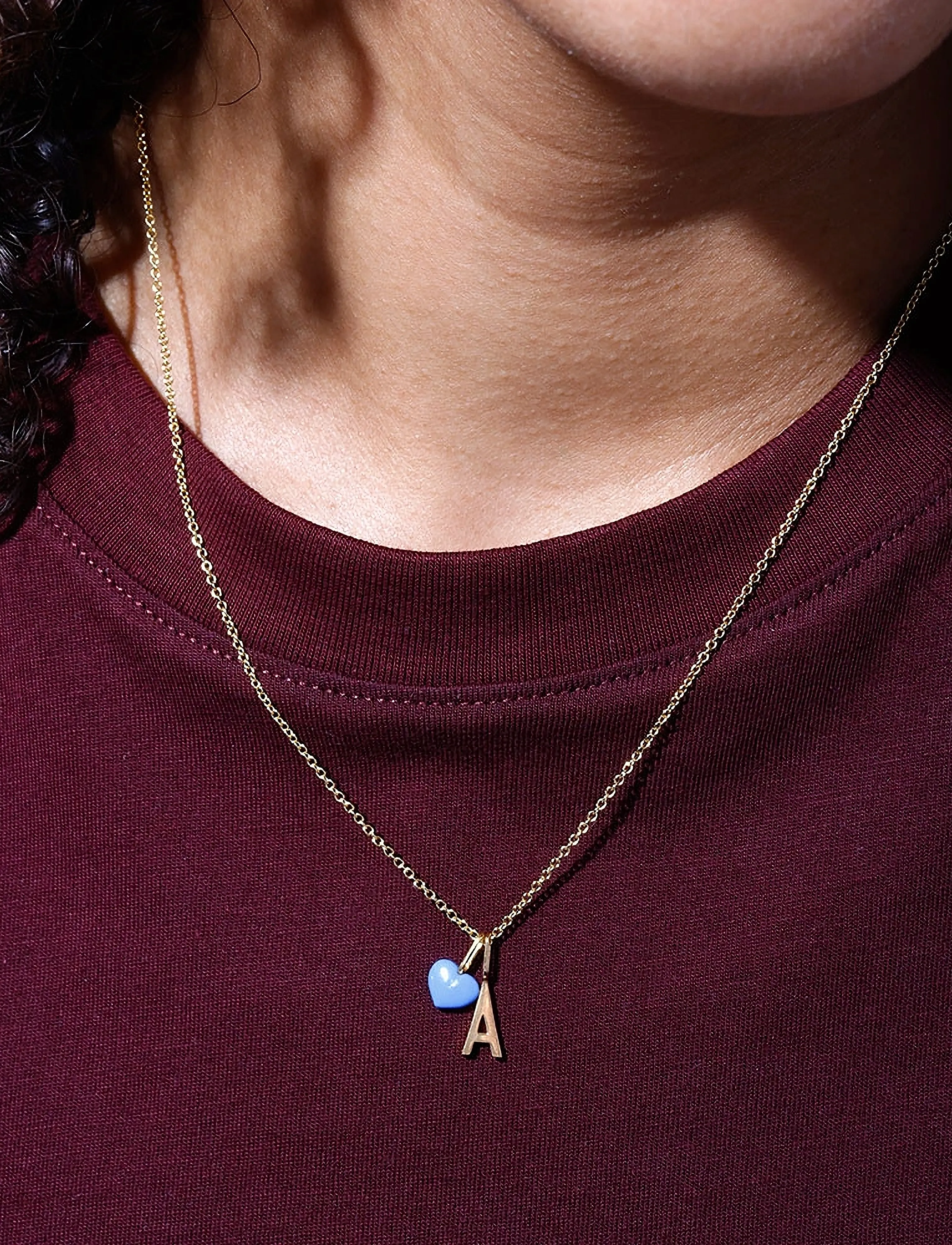 Design Letters - Close to my Heart. Enamel charm, gold plated - anhänger - sky blue - 0