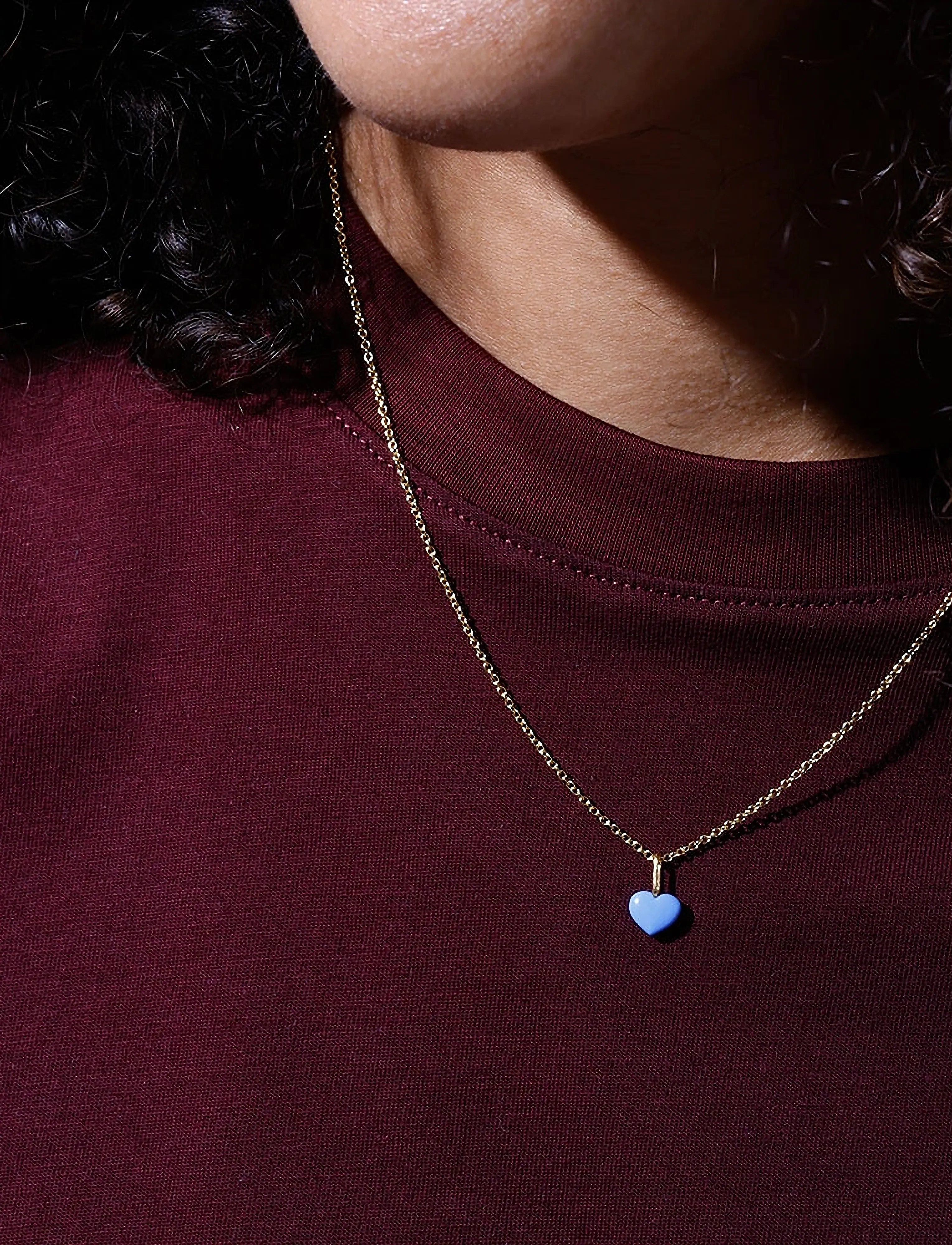 Design Letters - Close to my Heart. Enamel charm, gold plated - anhänger - sky blue - 2