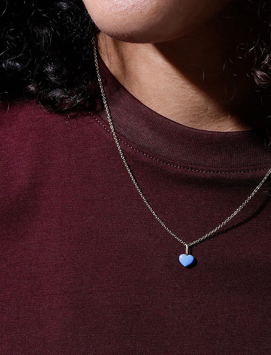 Design Letters - Close to my Heart. Enamel charm, gold plated - anhänger - sky blue - 2