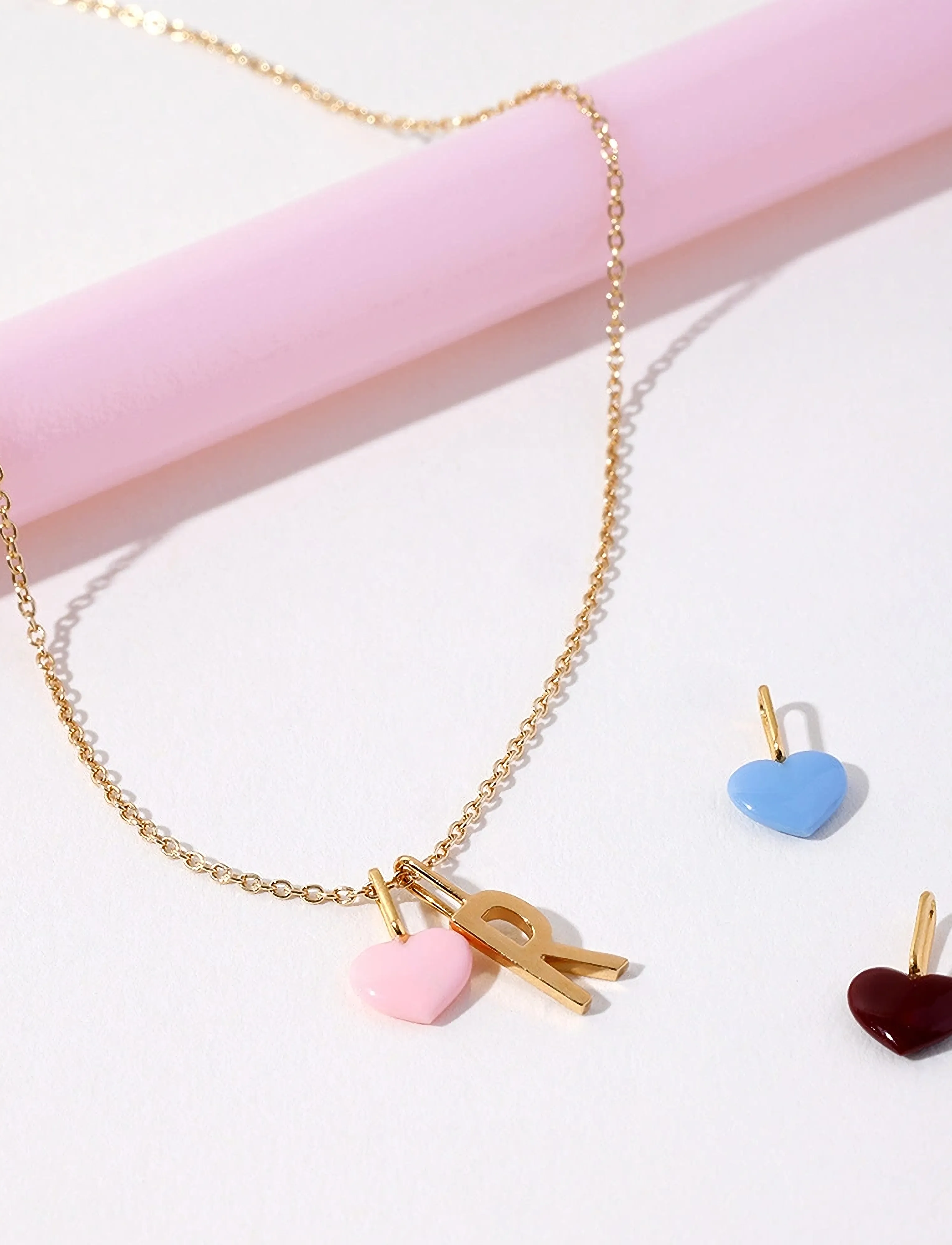 Design Letters - Close to my Heart. Enamel charm, gold plated - anhänger - sky blue - 3