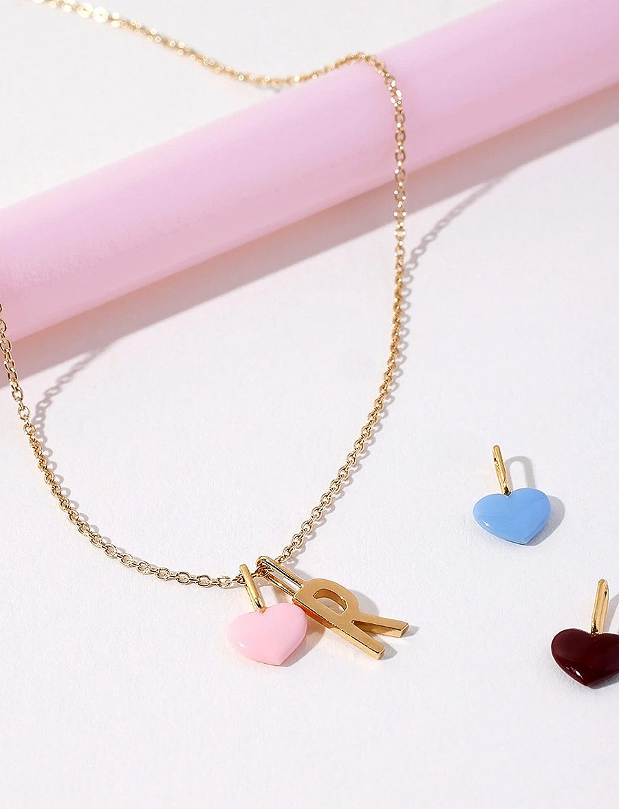 Design Letters - Close to my Heart. Enamel charm, gold plated - anhänger - sky blue - 3