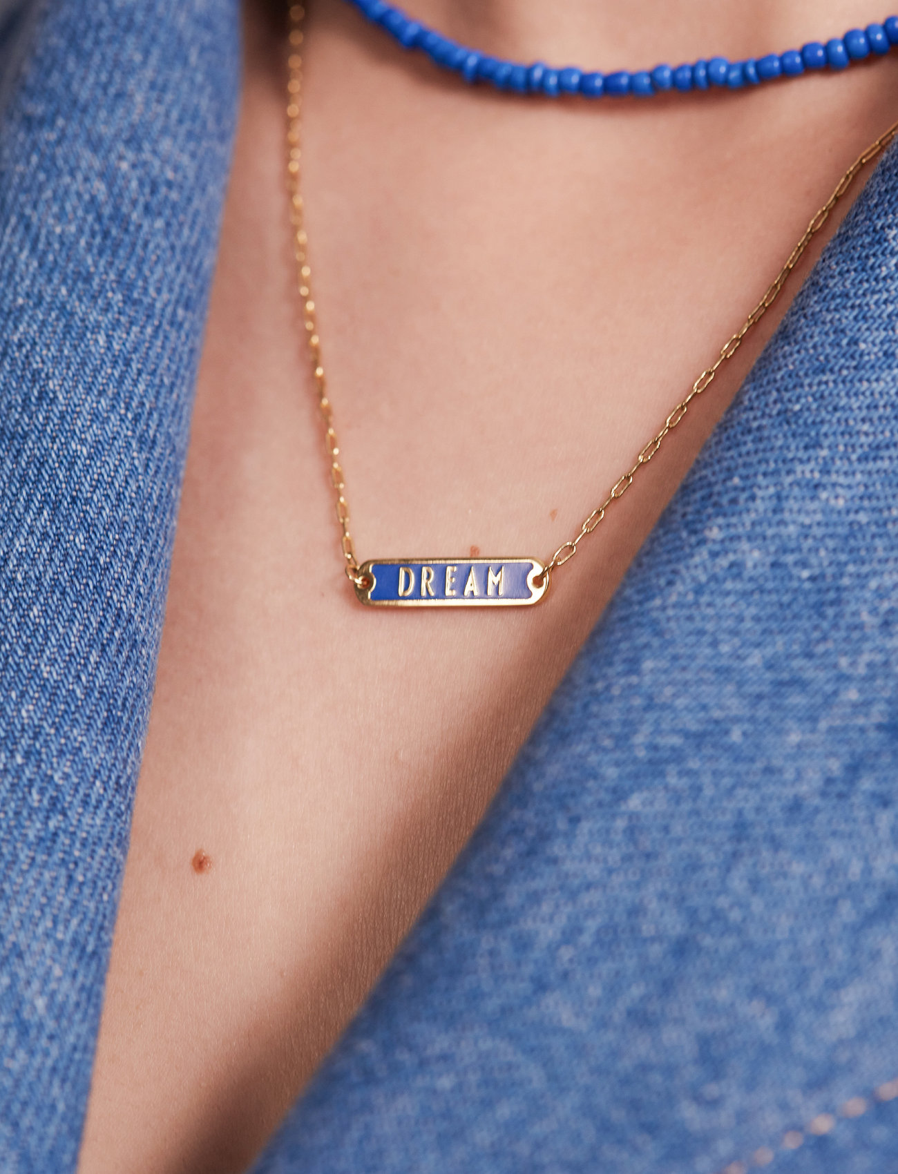 Design Letters - Word Candy Tag Necklace - naszyjniki łańcuszkowe - cobalt blue 2728c - 1