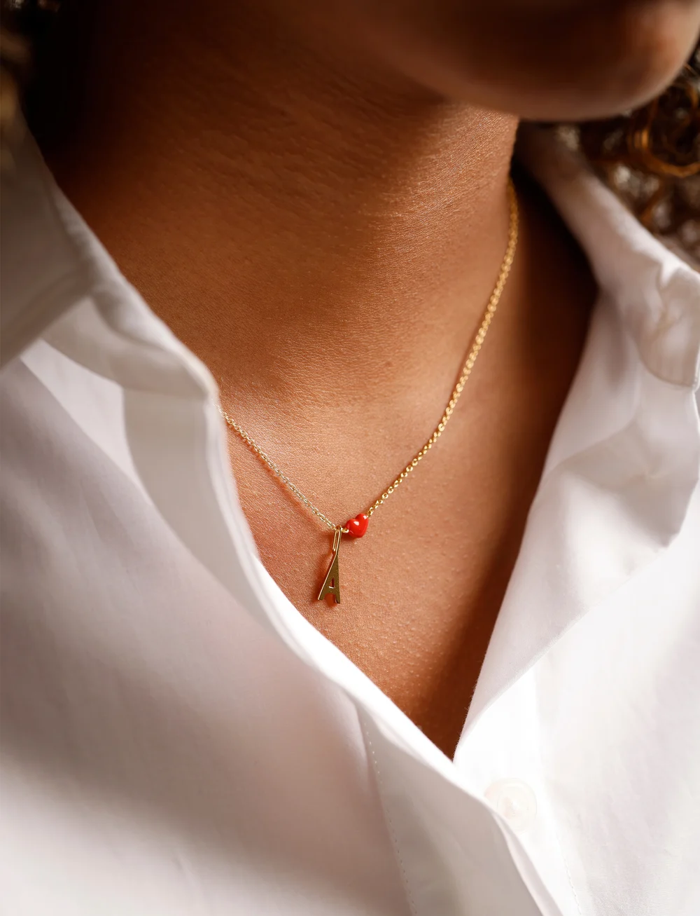 Design Letters - Little Big Love Necklace - Goldplated - ketten mit anhänger - deep sea coral 2032c - 0